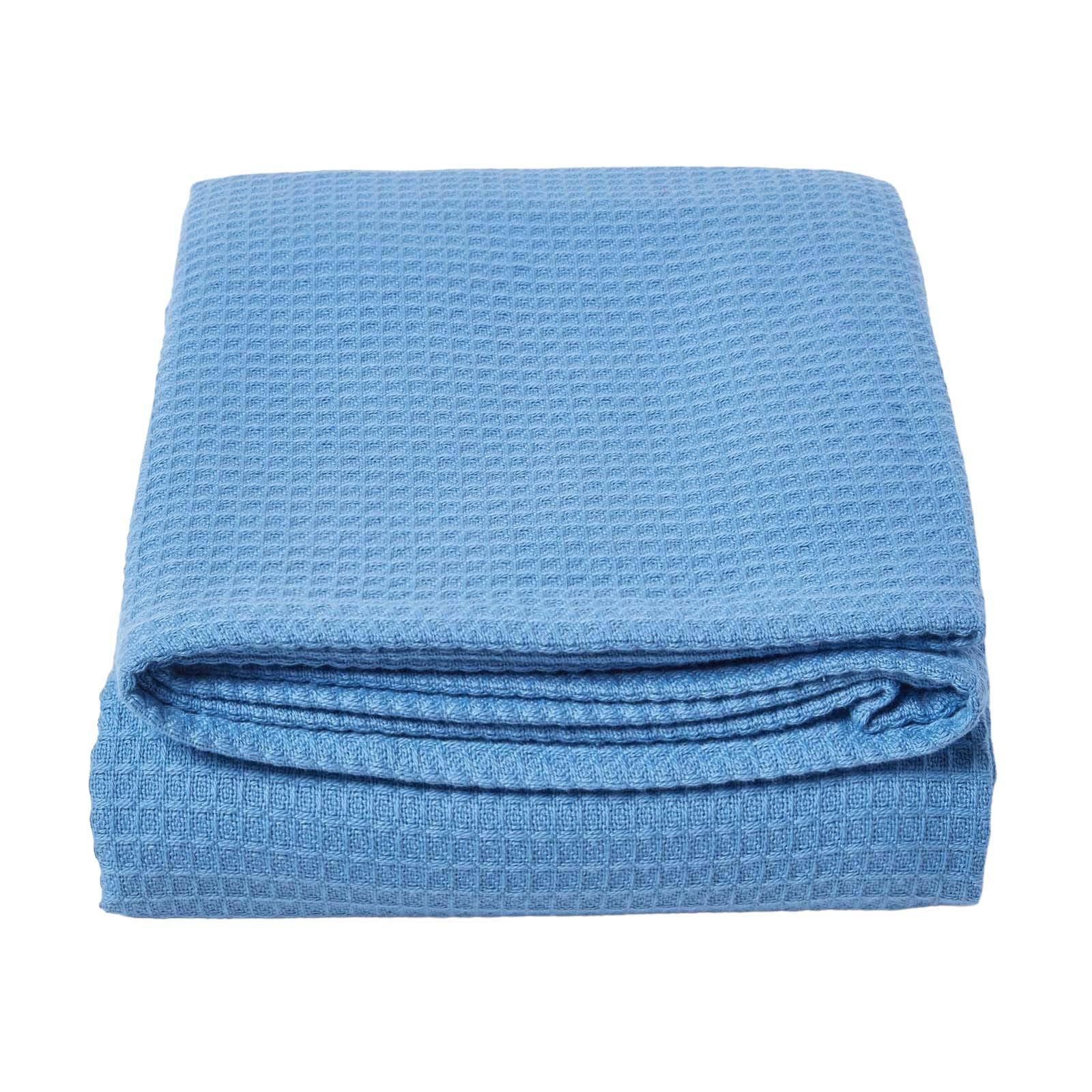BIO-WOHNDECKE Waffelpiqué 230/250 cm - Blau, Textil (250/230cm) - Homescapes