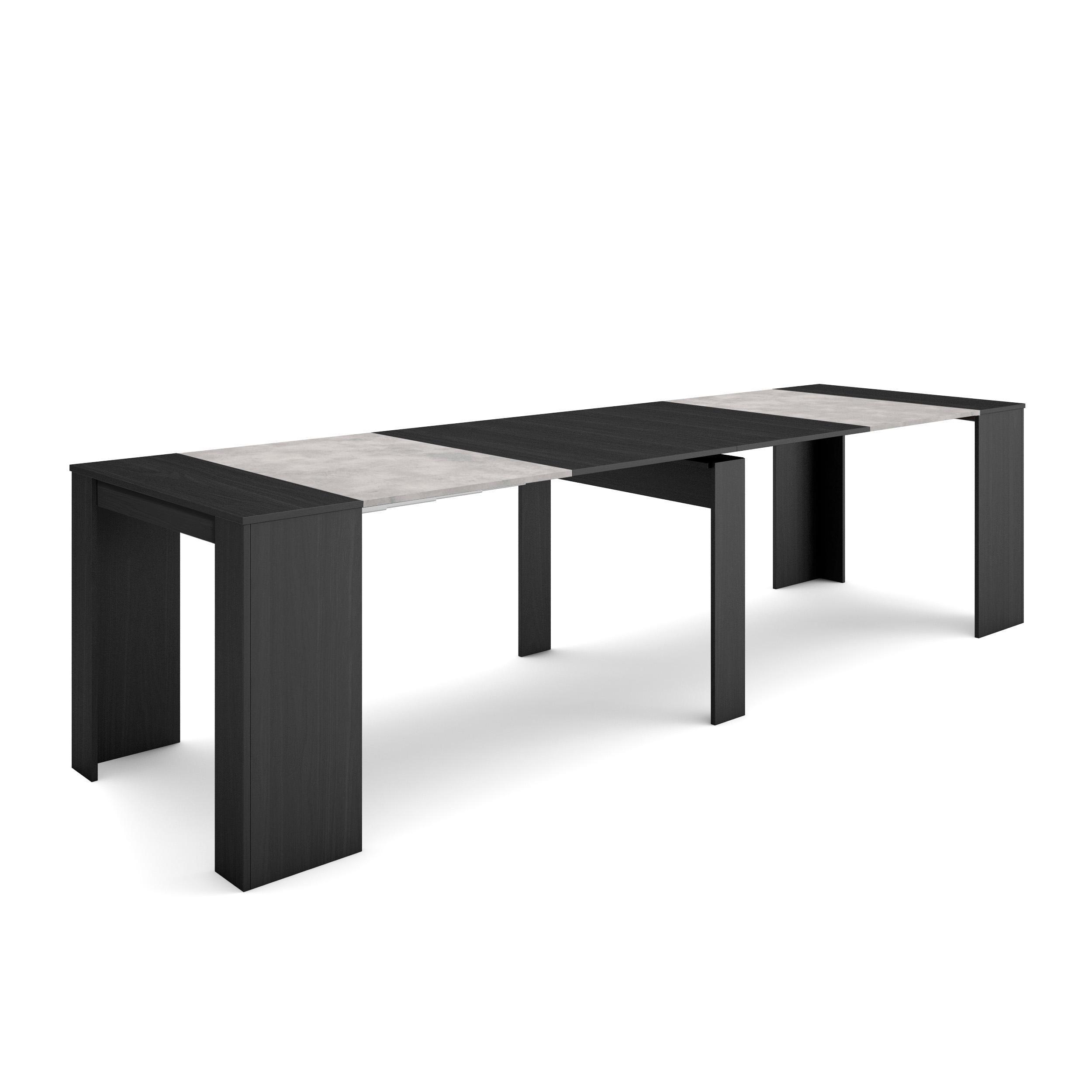 KONSOLENTISCH ausziehbar 58 bis 302cm, für 14 Gäste, zementgrau, 90/58/77cm - Hellgrau/Grau, Holzwerkstoff (90/302/77cm) - Skraut Home