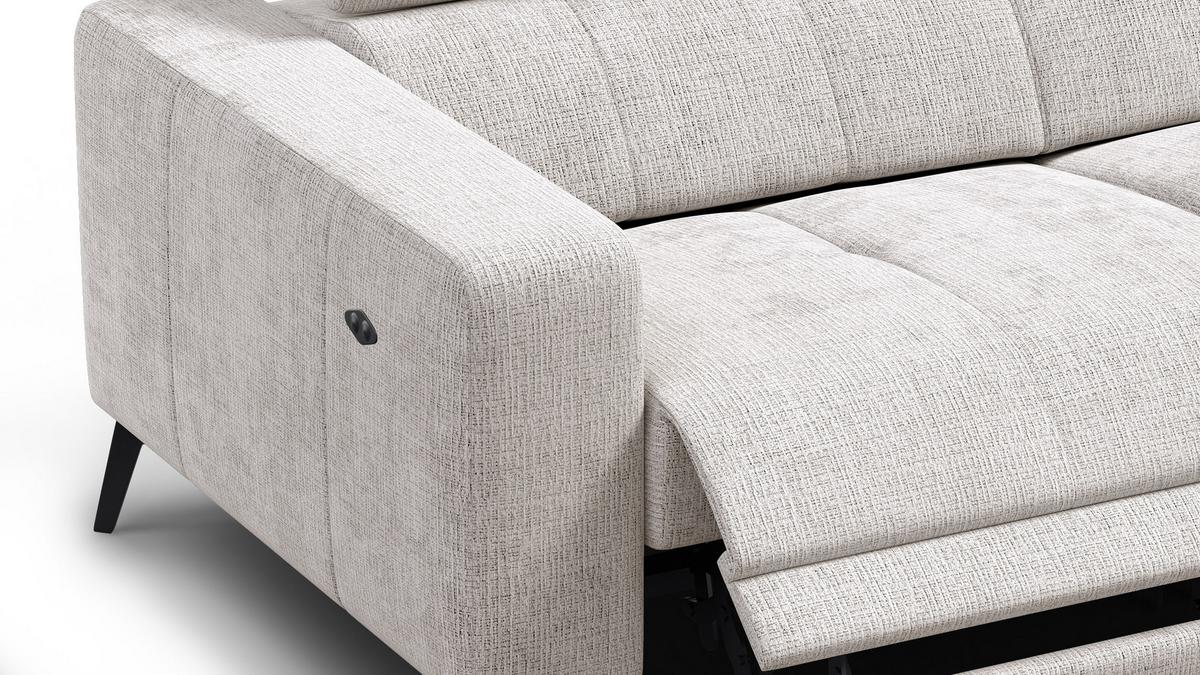 RELAXSOFA MORELLO 3-Sitzer, creme, 2 x Relax Zero Gravity - Creme, Holz/Textil (206/82/103cm) - Wozimo