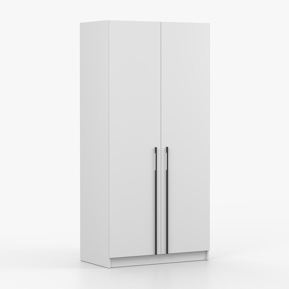 DREHTÜRENSCHRANK ROSA II 2D 100/210/55, 2-türig, weiß - Schwarz/Weiß, Holzwerkstoff (100/210/55cm) - imoebel24