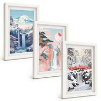 BILDER SET 3er Set - 20x30 cm Weißer Rahmen - Berglandschaften, Wasserfälle - Weiß, Kunststoff (20/30cm) - TULUP