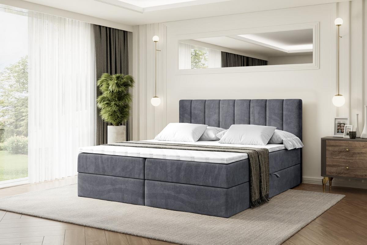 BOXBETT mit Matratze H4 und Lattenrost - OTTA - 180x200 cm - H4 - Dunkelgrau - Dunkelgrau, Holzwerkstoff (180/200cm) - ALTDECOR