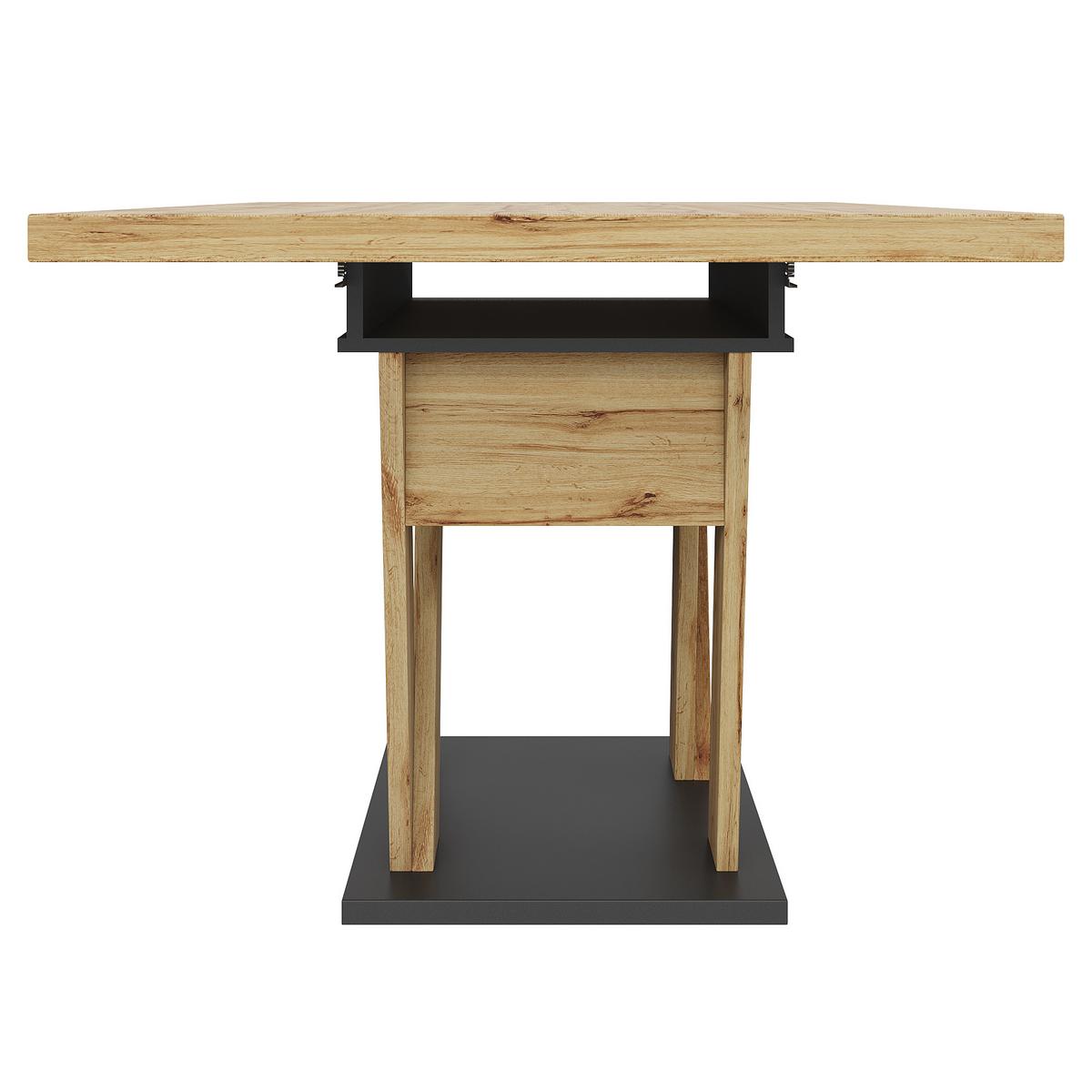 ESSTISCH Ausziehbar 100-176cm Eiche & Schwarz Teleskopdesign - Naturfarben, Holzwerkstoff (80/119/75cm) - Urban Meuble