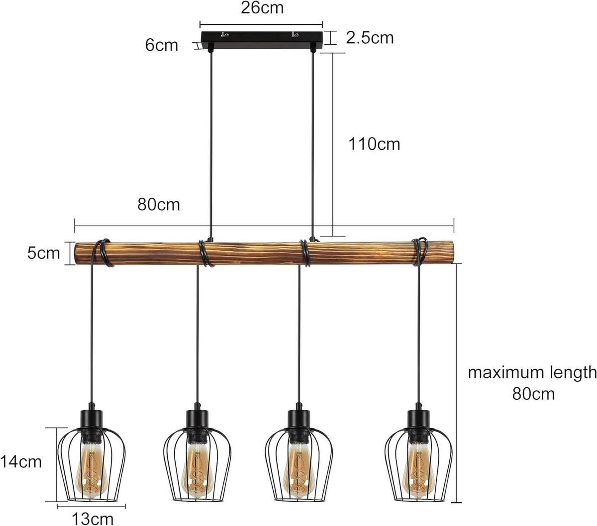 PENDELLEUCHTE Senta 80/13/198 cm - Braun, Holz (80/13/198cm) - Nettlife