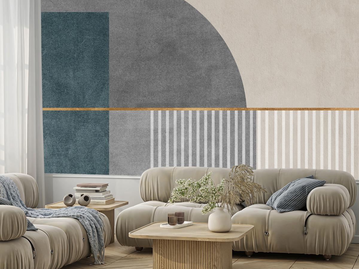 FOTOTAPETE für Wohnzimmer Formen Modernes Geometrisches Muster 500x350 - Beige/Braun, Papier (500/350cm) - Muralo