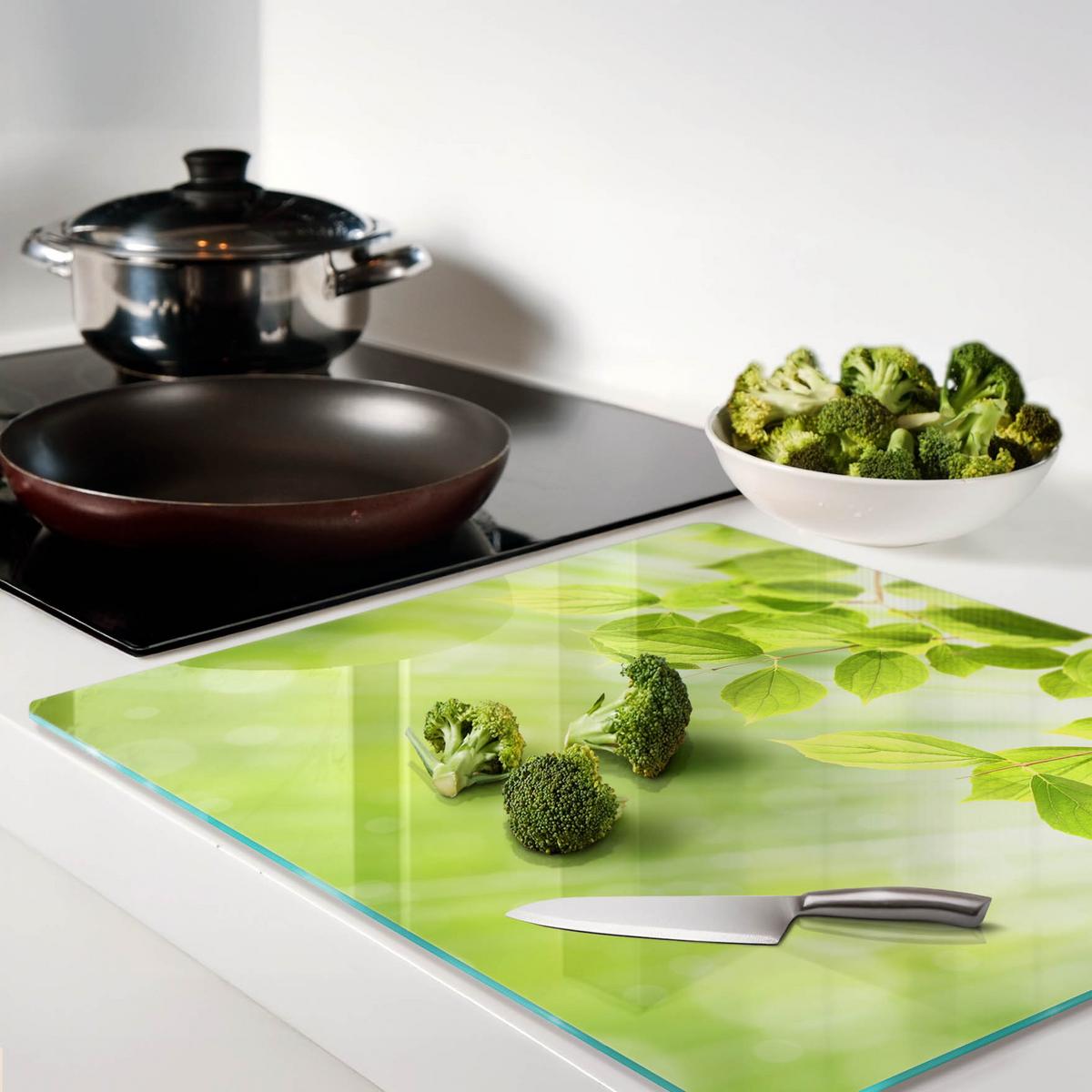 GLASPLATTE 60x52 cm Blätter - Grün, Glas (60/0.4/52cm) - TULUP
