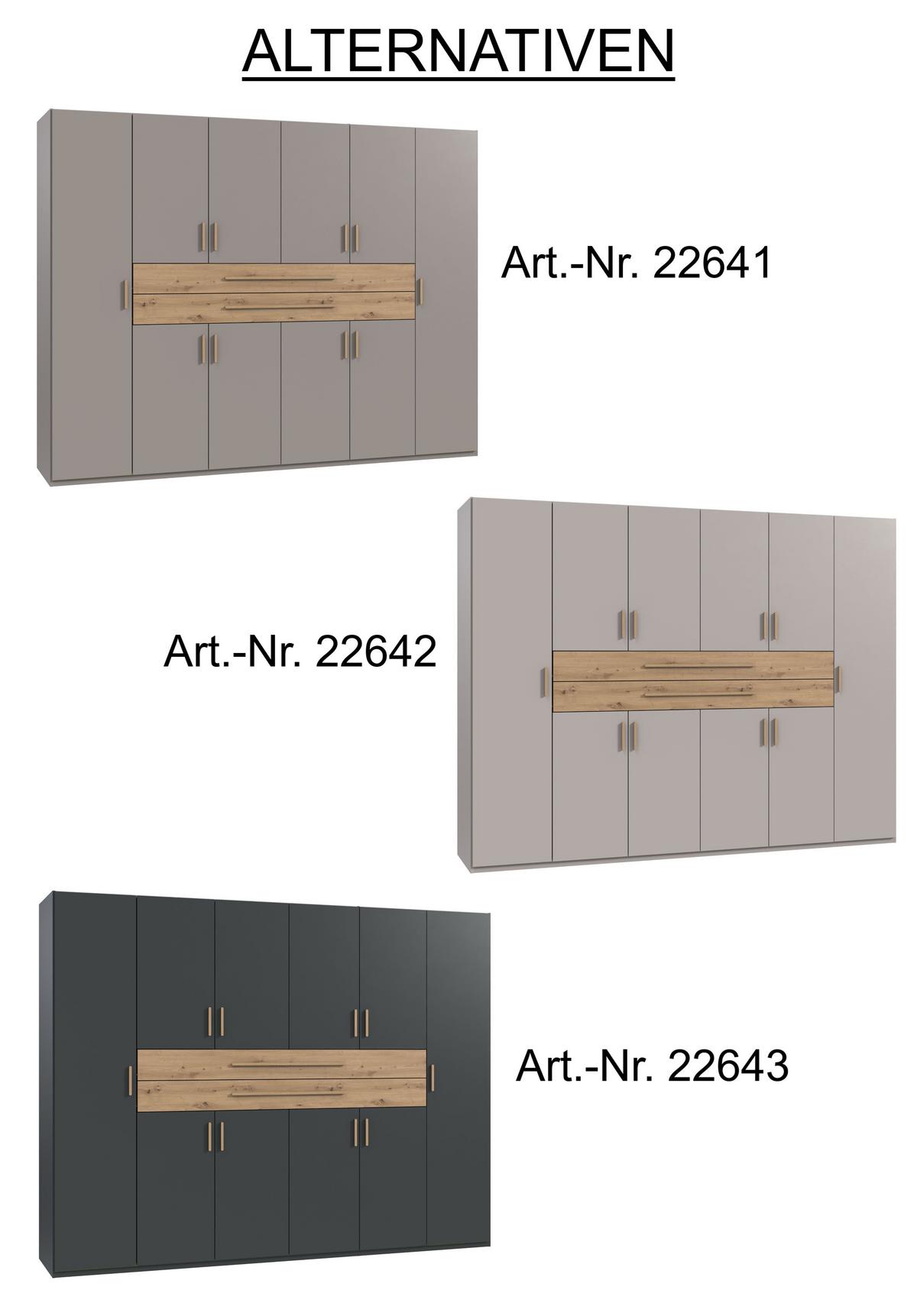 DREHTÜRENSCHRANK B270/H208/T58 cm Sandgrau, Kleiderschrank mit 2 großen Schubkästen & Griffen in Eiche Artisan Dekor / 22641 - Sandfarben/Eiche Artisan, Holzwerkstoff/Kunststoff (270/208/58cm) - luma-home
