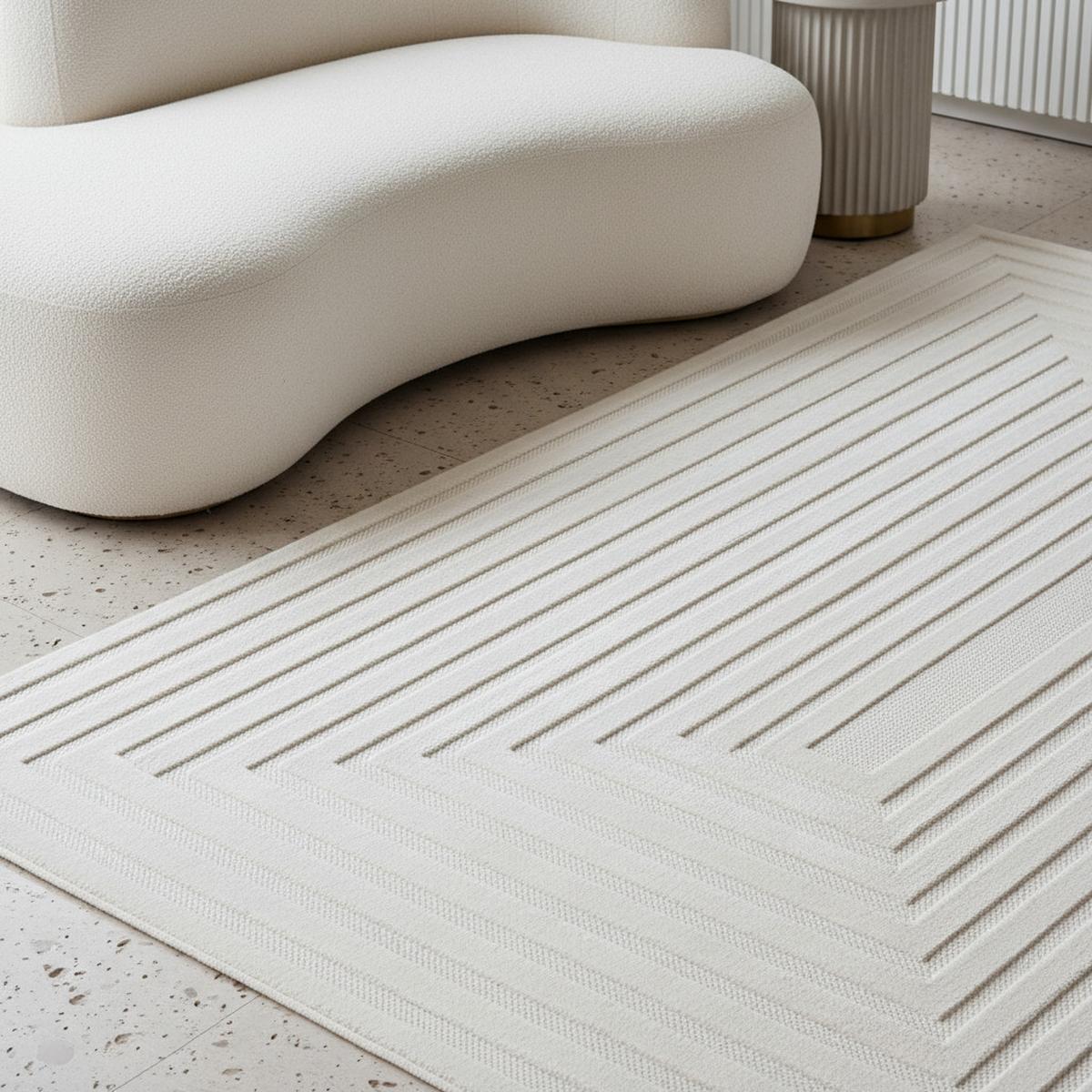 TEPPICH Outdoor ORTLER in Creme, mit 3D-Design, Florhöhe 4 mm, 240 x 340 cm - Beige, Textil (240/340cm) - KADIMA DESIGN