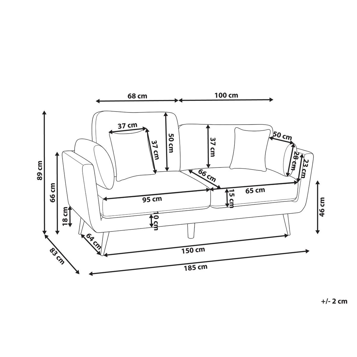 3-SITZER-SOFA Stoff Braun Bolga - Hellbraun, Textil (185/89/83cm) - Beliani
