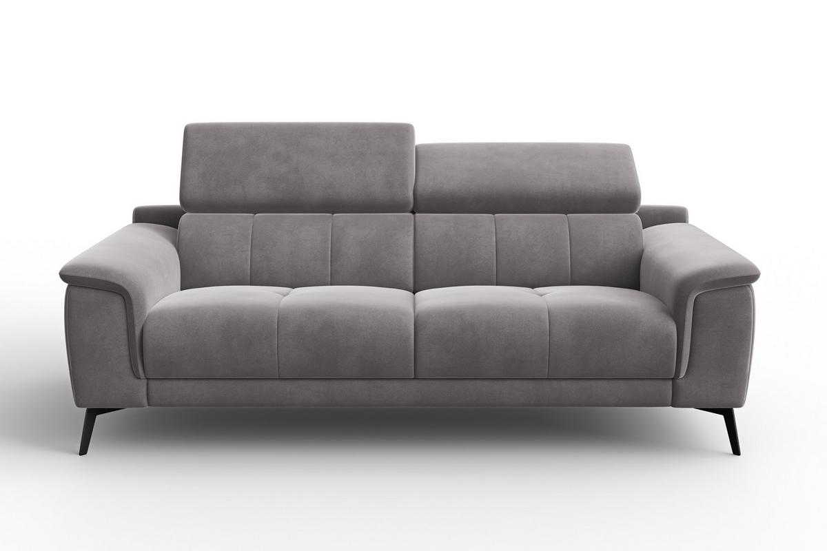 SOFA FIERO 3-Sitzer, Dunkelgrauer Veloursstoff - Dunkelgrau/Schwarz, Holz/Textil (212/82/103cm) - Courtois Laville
