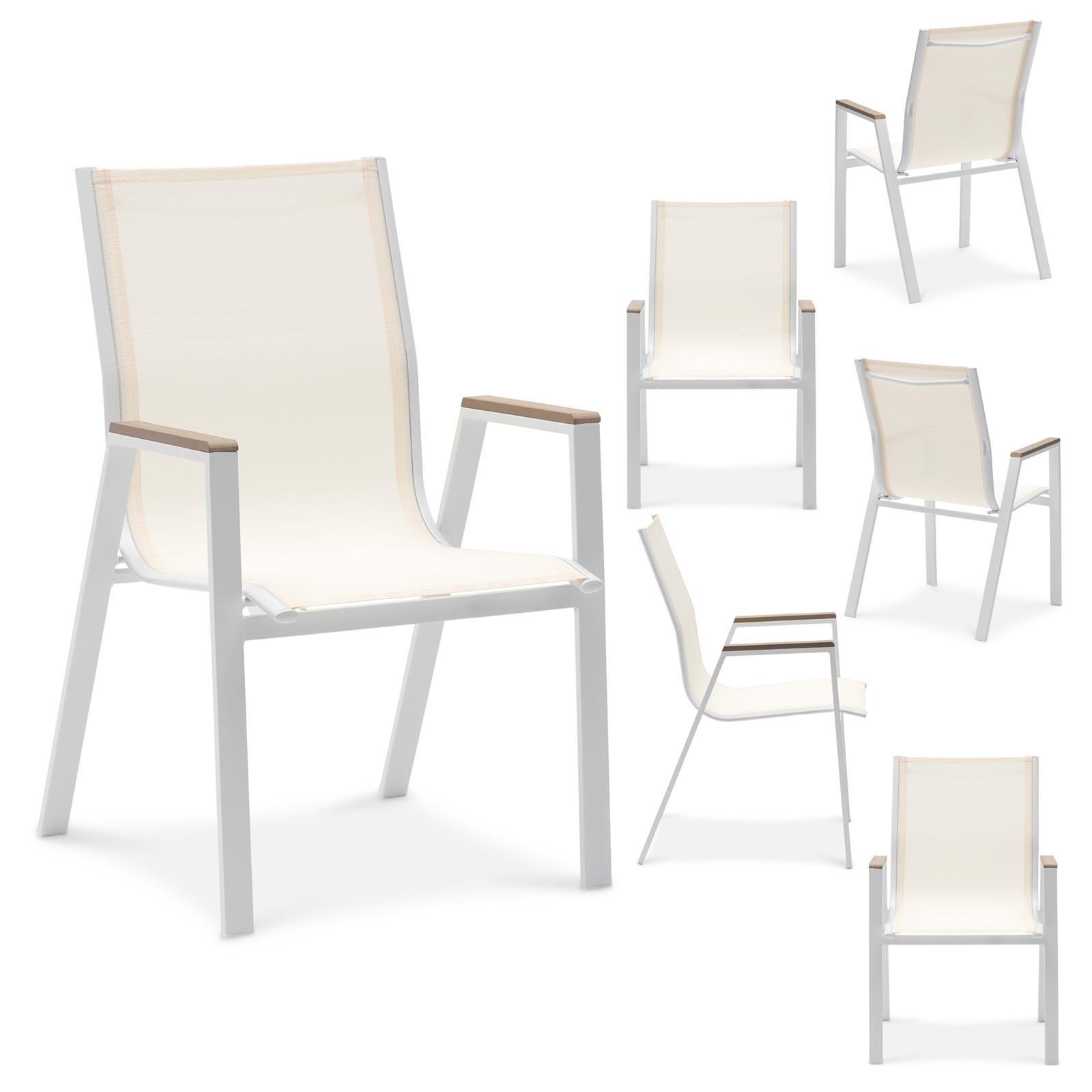 GARTENSTÜHLE MONDELLO 6er-Set beige, weiß - Beige, Textil (47/90/42cm) - IDIMEX