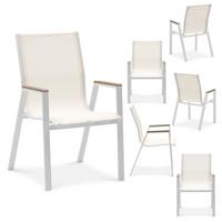 GARTENSTÜHLE MONDELLO 6er-Set beige, weiß - Beige, Textil (47/90/42cm) - IDIMEX