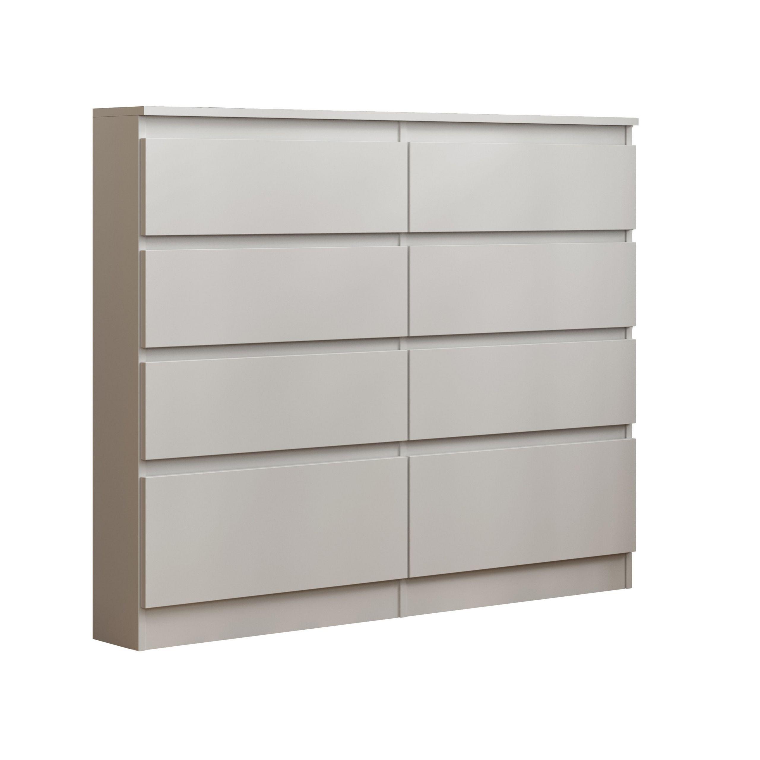 KOMMODE ADRIANO 120/100/33 cm mit 8 Schubladen Weiß - Weiß, Holzwerkstoff (120/100/33cm) - MASSENO