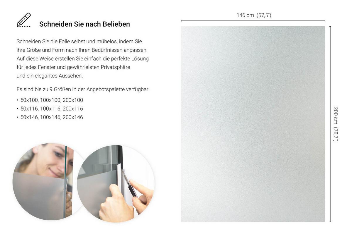 FENSTERFOLIE – 200x146 cm - Transparent, Kunststoff (200/146/0.1cm) - Wallfluent