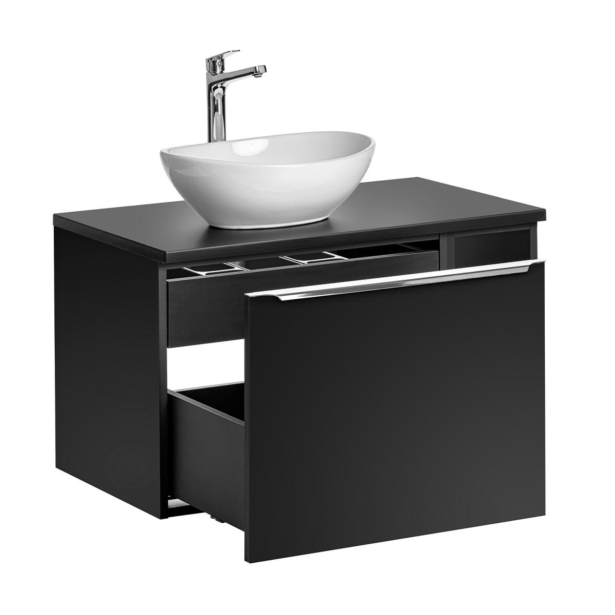 BADMÖBEL 80cm Éros 2er-Set Schwarz - Schwarz, Holzwerkstoff (80/48/46cm) - Petits-meubles