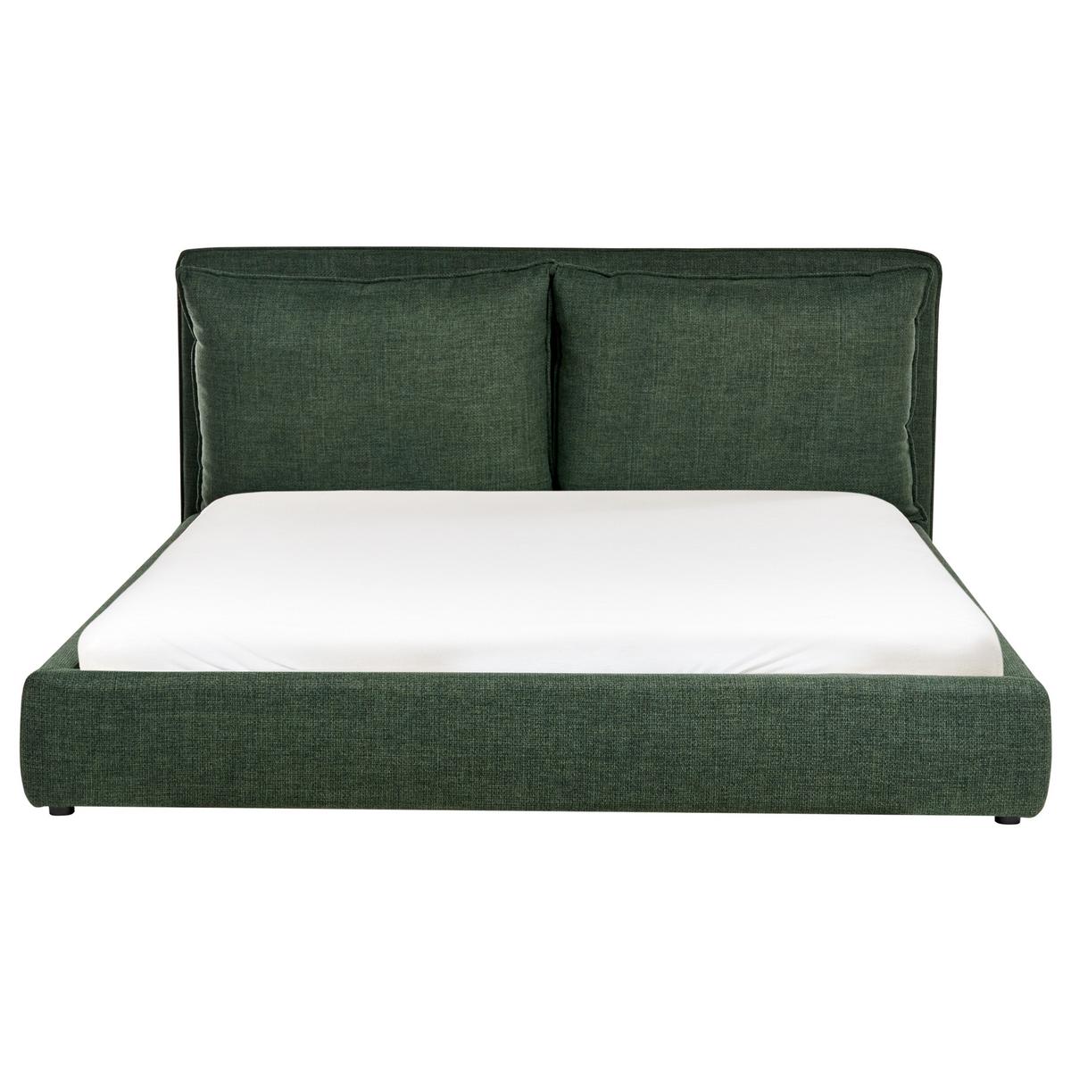 BETT mit Lattenrost 180/200 cm Stoff Dunkelgrün Bajonna - Schwarz/Grün, Textil (180/200cm) - Beliani