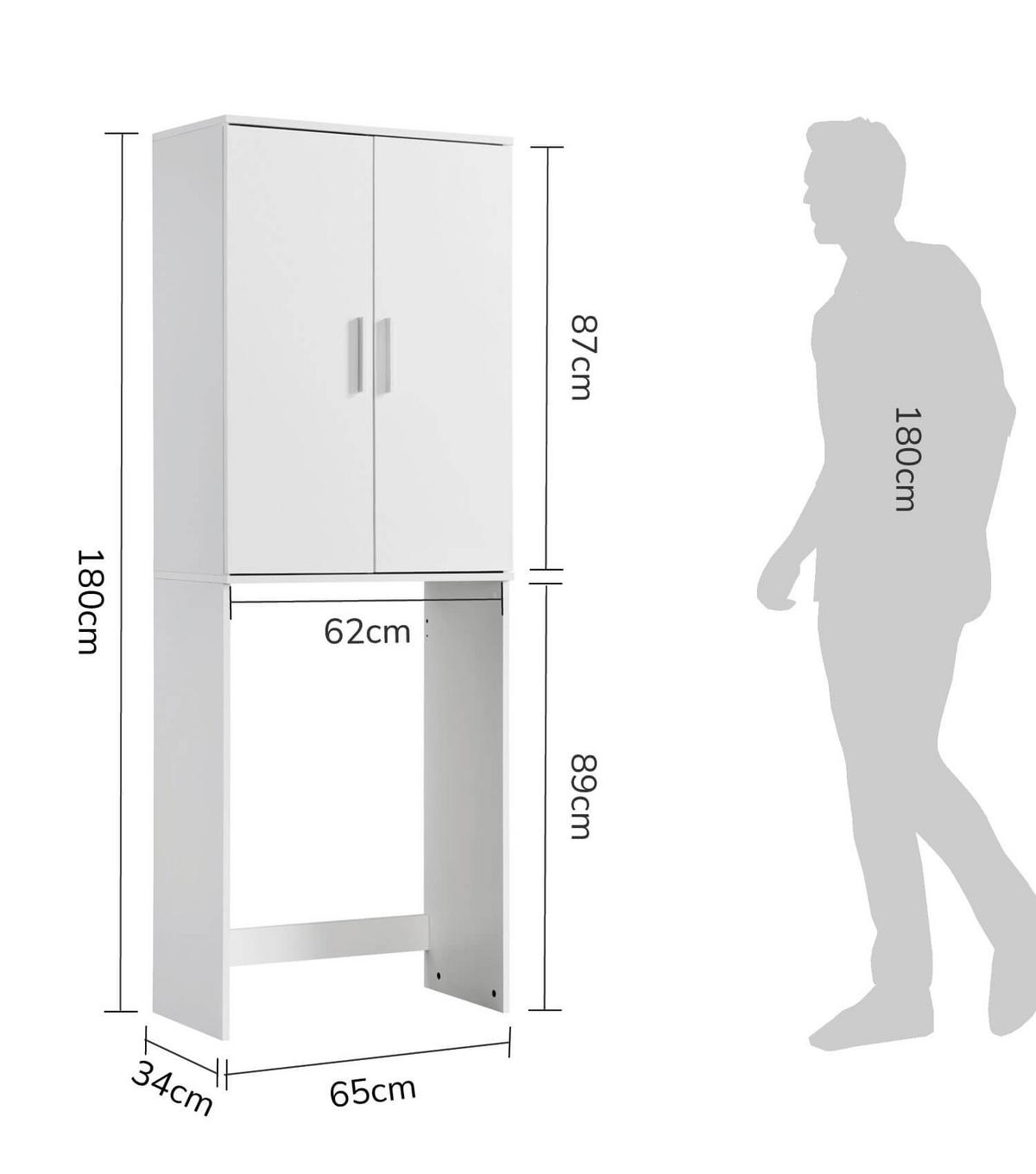 WASCHMASCHINENSCHRANK Der Saubermann - Weiß, Holzwerkstoff (65/180/34cm) - Mokebo