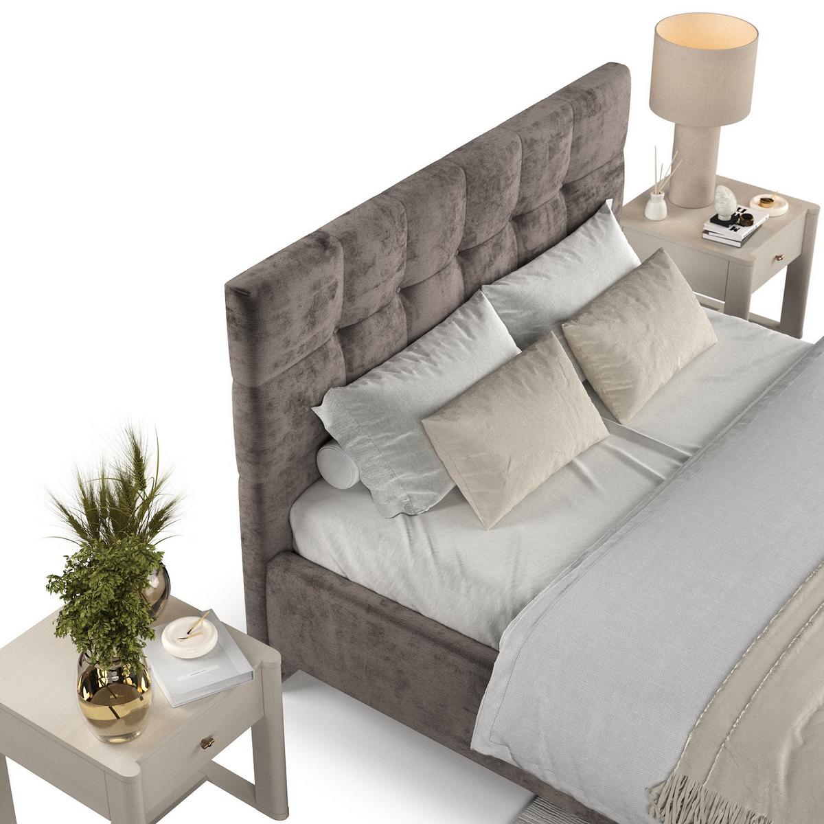 POLSTERBETT Cora 180/200 cm Braun im Lotta Stoff - Naturfarben/Braun, Holz/Holzwerkstoff (180/200cm) - AltaBeds
