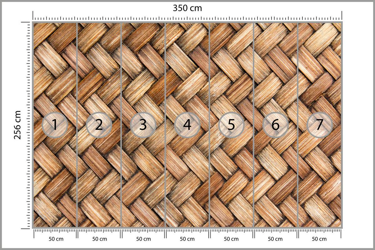 FOTOTAPETE für Küche Weiden Imitation Braune Wand Rustikal Modern 350x256 - Beige/Braun, Papier (350/256cm) - Muralo