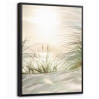 LEINWAND Bilder mit Rahmen - Dünen mit Strandhafer in der Sonne des Nationalparks Schleswig-Holsteinisches Wattenmeer - 30x40 - Creme, Textil (30/40cm) - MuchoWow