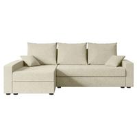 ECKSOFA mit Schlaffunktion und Bettkasten ALESIA-L 231x140x90 cm Beige Bouclé - Beige/Silberfarben, Holzwerkstoff/Kunststoff (231/140cm) - ALTDECOR