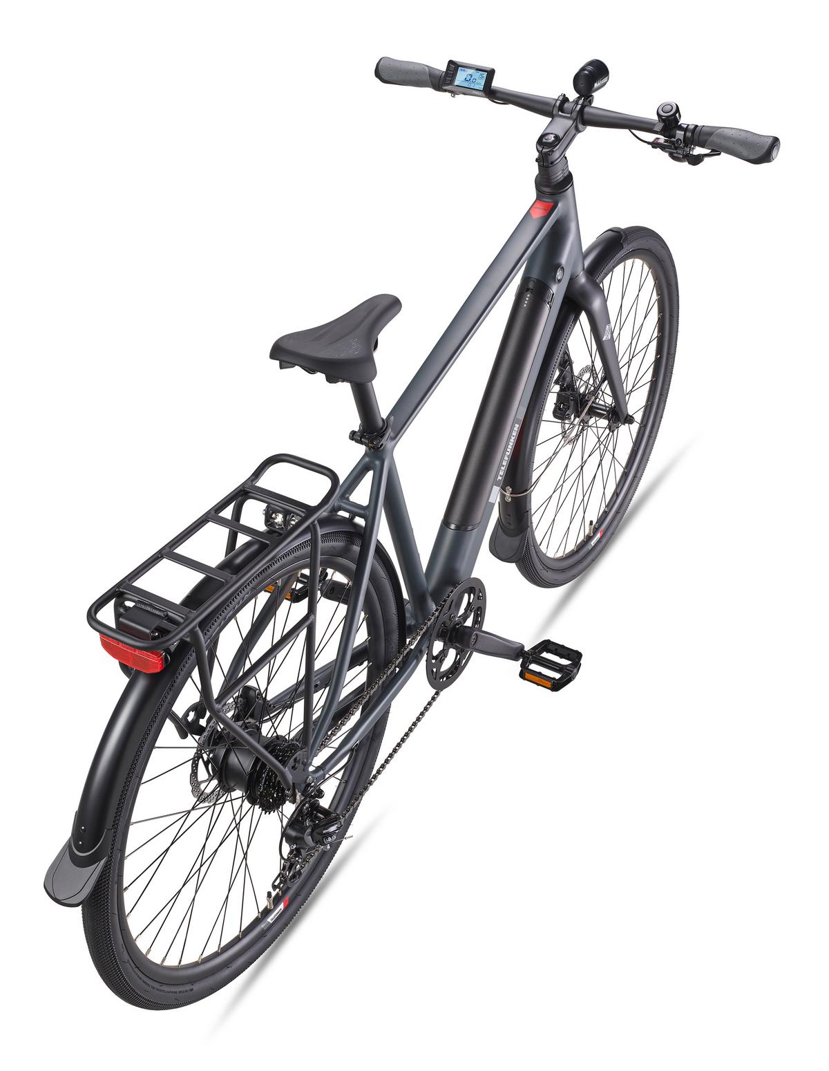 E-BIKE Urban UH210 Elektrofahrrad 28 Zoll Pedelec 417,6 Wh Hinterradmotor 7-Gang Kettenschaltung, leicht - Grau, Metall (111cm) - Telefunken