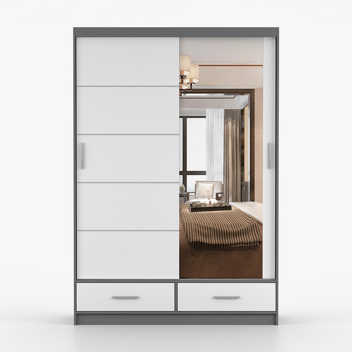 KLEIDERSCHRANK Florence 150 cm, 150/218/61, 2-türig, grau - Grau, Holzwerkstoff (150/218/61cm) - imoebel24