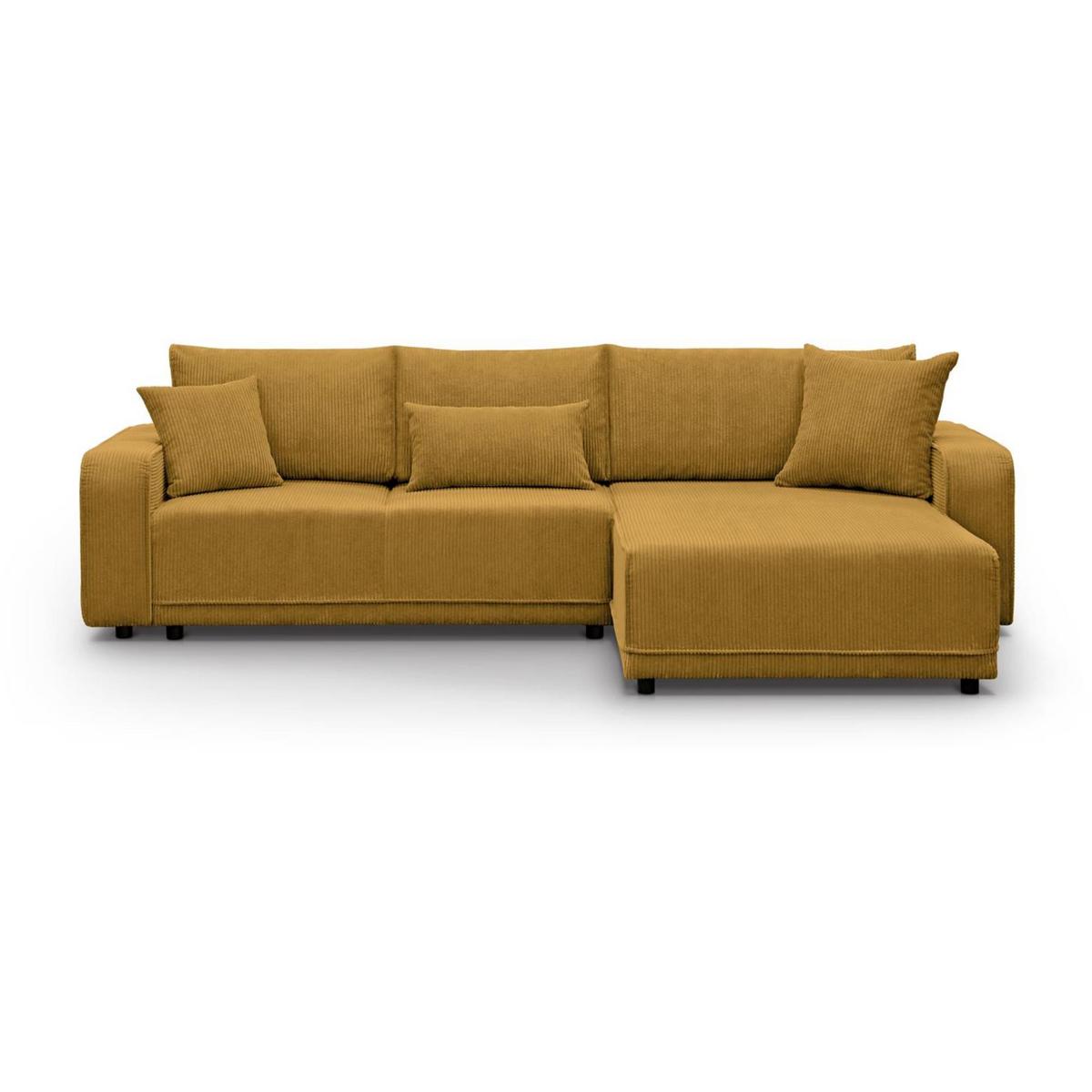ECKSCHLAFSOFA Primo L gelb - Gelb/Schwarz, Textil (290/185cm) - Beautysofa
