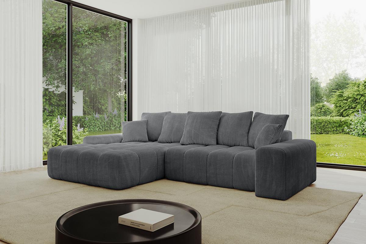ECKSOFA Ottomane Links ENSI-L - 267x164x69 cm Dunkelgrau - Dunkelgrau, Holzwerkstoff/Kunststoff (267/164cm) - ALTDECOR