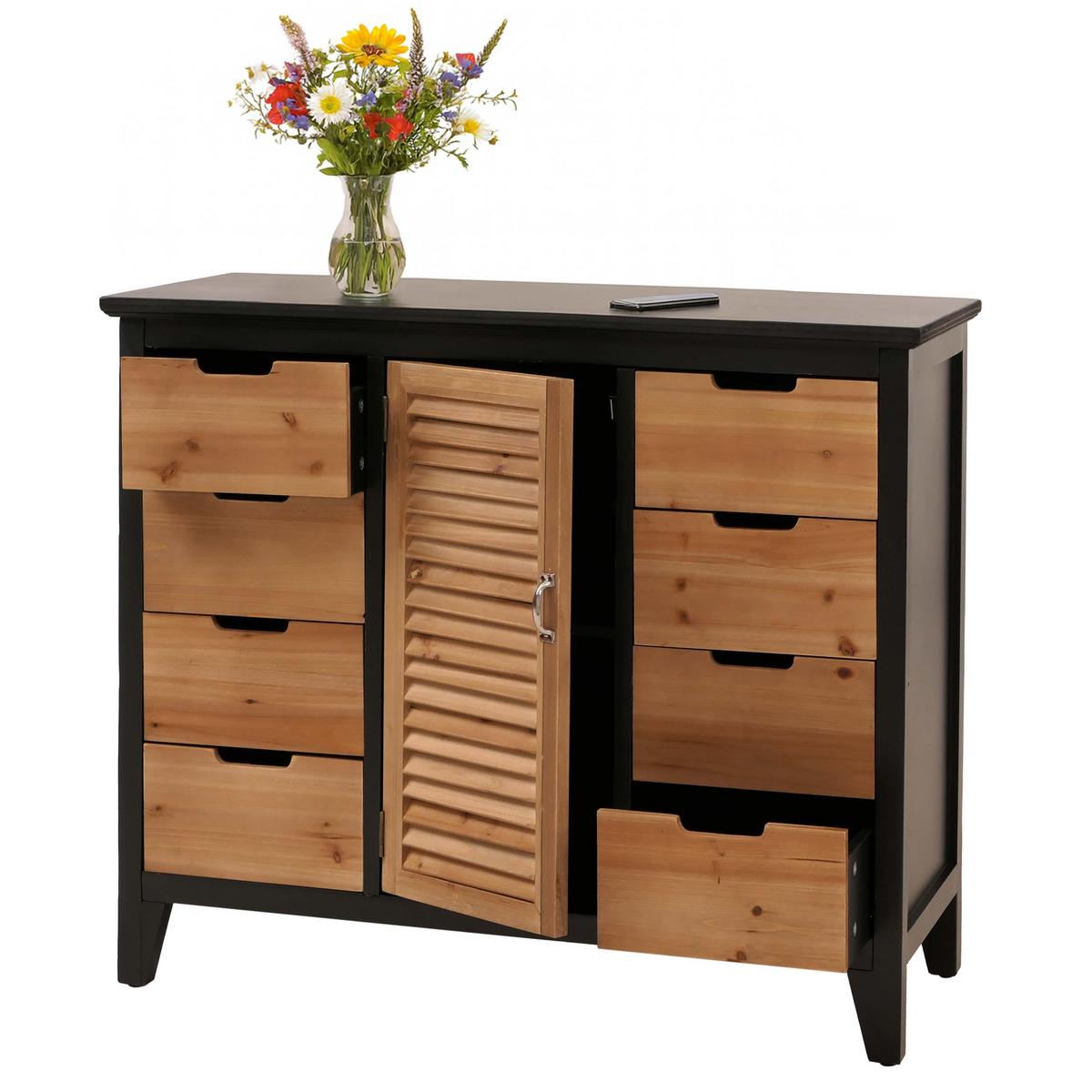 APOTHEKERKOMMODE Schwarz - Schwarz, Holz (91/80/40cm) - MCW