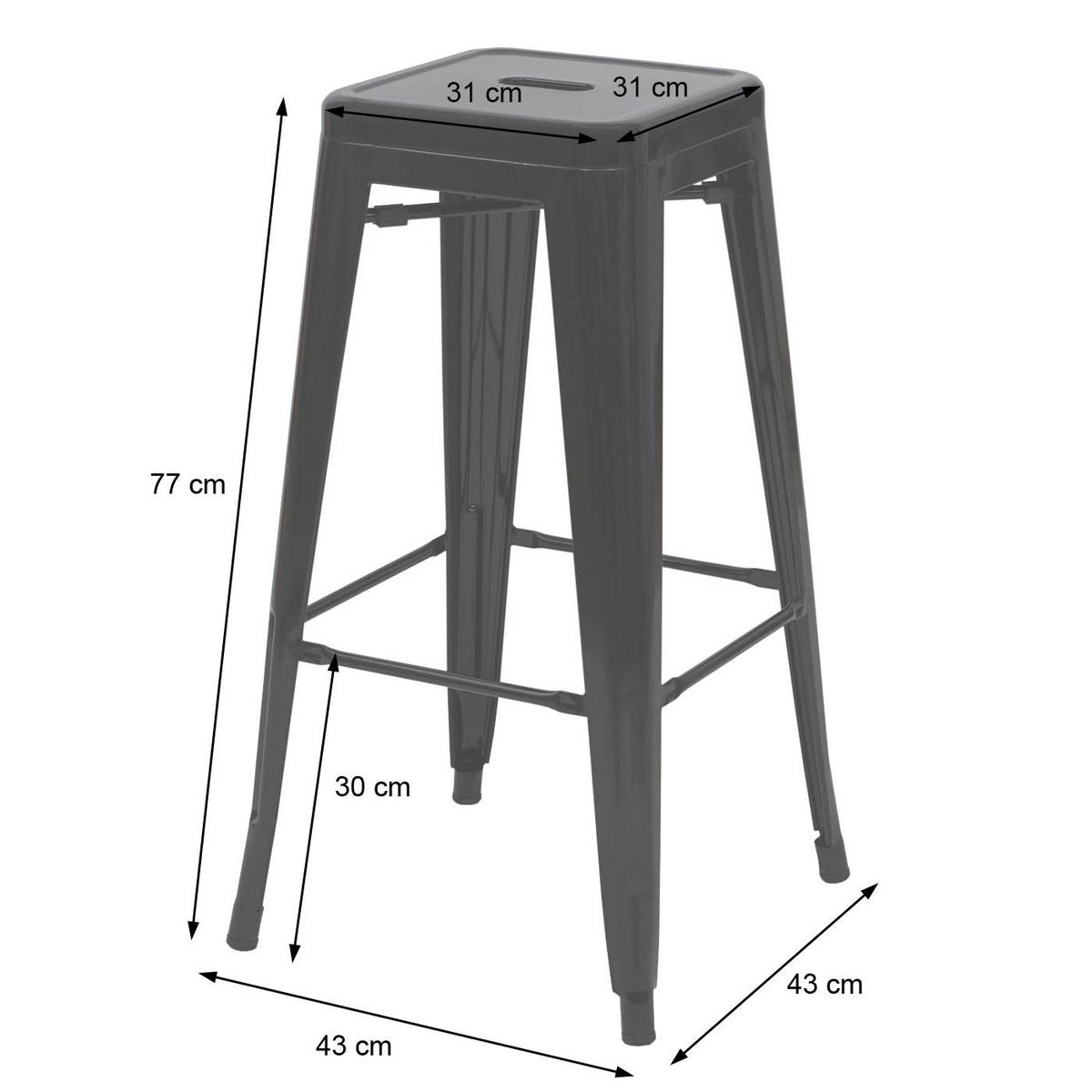 BARHOCKER Grau 2er-Set - Grau, Metall (43/77/43cm) - MCW