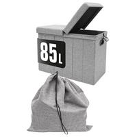 WÄSCHEKORB 85 Liter Faltbar mit Wäschesack 62x31 cm Grau - Grau, Kunststoff (31/45/62cm) - Dunedesign