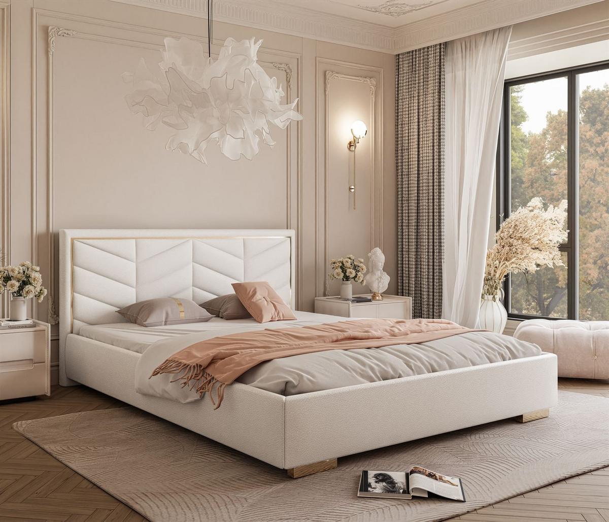 POLSTERBETT AURORA 180x200 mit Bettkasten Madryt 920 - Weiß, Textil (180/200cm) - Lookway