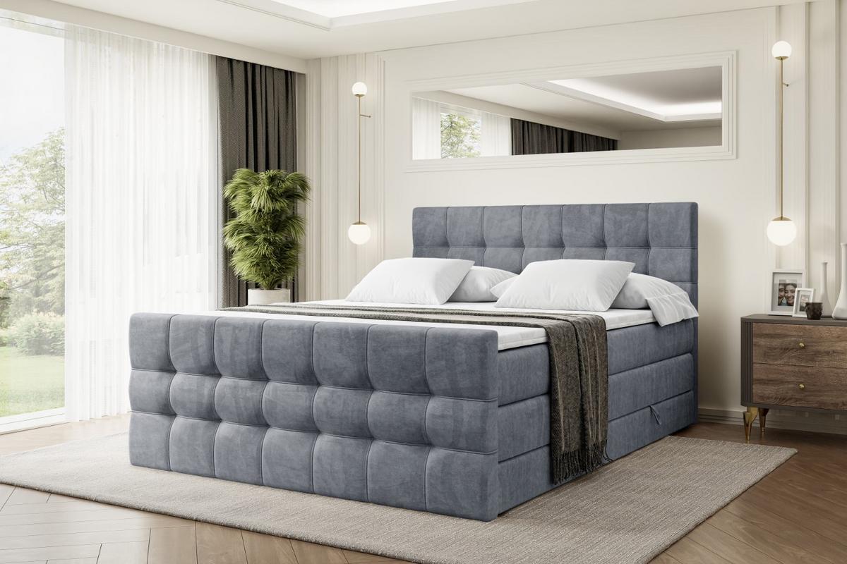 BOXSPRINGBETT BERO-Z KING - 140 x 200 - H3/H4 - Grau - Grau, Holzwerkstoff (140/200cm) - ALTDECOR