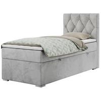 BOXBETT ALDA 90/200 Hellgrau Velvet - H3 - Rechts Seite - Hellgrau, Holz/Textil (90/200cm) - MKS