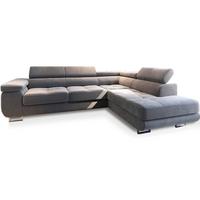 ECKSOFA SELVA R-S Hellgrau Velours-Stoff mit Schlaffunktion - Silberfarben/Hellgrau, Holz/Holzwerkstoff (275/202cm) - MASSENO