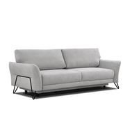 SOFA LOREM 3-Sitzer mit Schlaffunktion, hellgrau - Hellgrau/Schwarz, Holz/Textil (232/90/107cm) - Wozimo