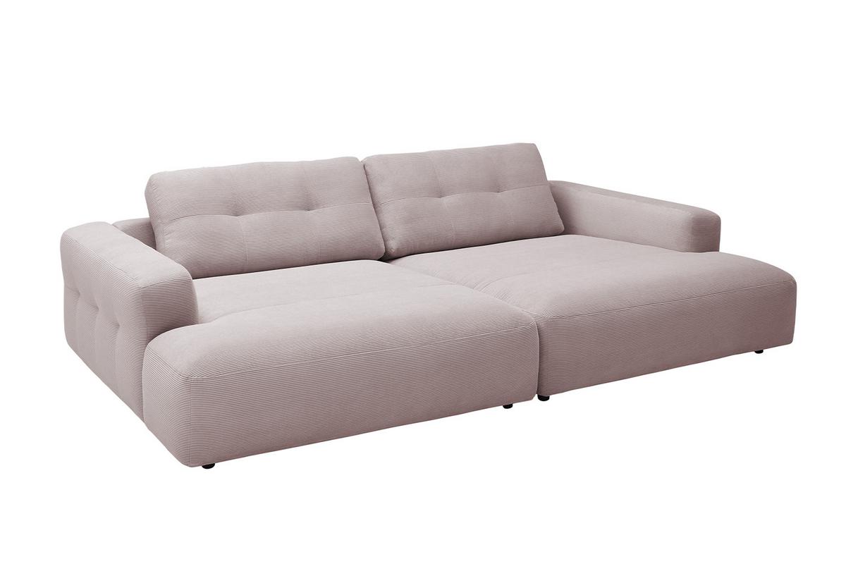 BIG SOFA MIKA Pink Cord - Schwarz/Rosa, Kunststoff/Textil (300/86/167cm) - KAWOLA
