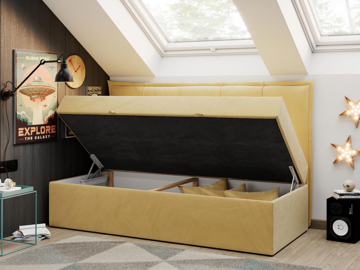 BOXBETT BANCO 90/200 Gelb Velvet - H3 - Gelb, Holz/Textil (90/200cm) - MKS
