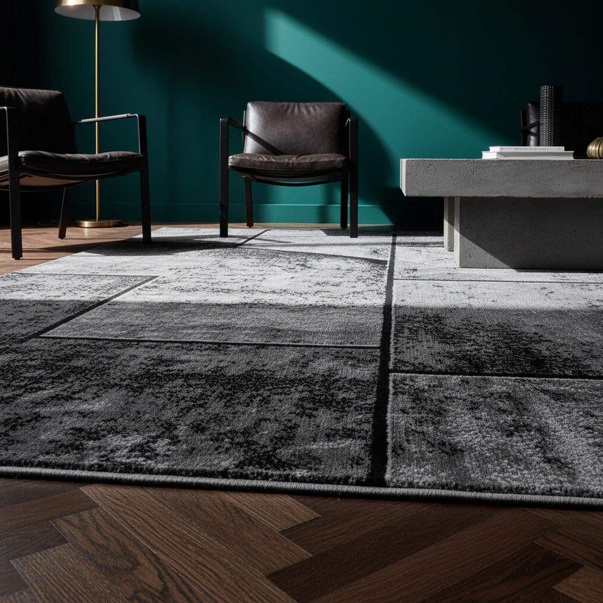 TEPPICH Kurzflor DRAU in Schwarz, in Steinoptik, 80 x 150 cm - Schwarz, Textil (150/80cm) - KADIMA DESIGN
