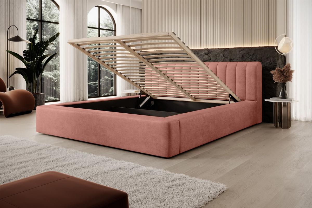 POLSTERBETT Peoria Stoff Macau - Rosa, Holzwerkstoff/Textil (140/200cm) - Fun Möbel