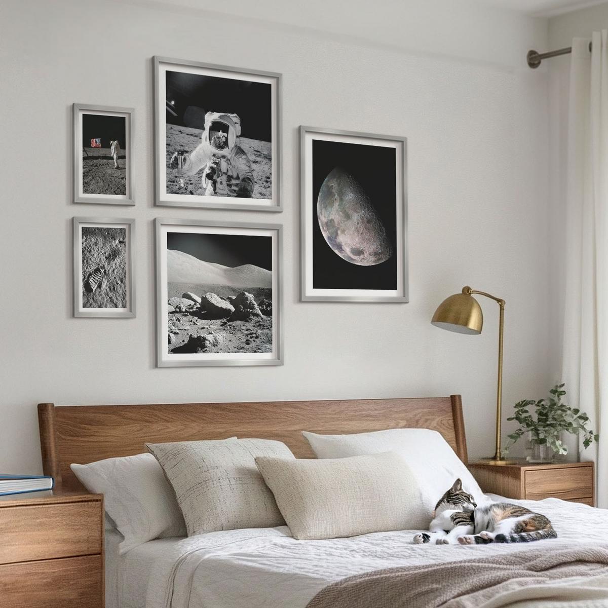 BILDER SET 5er Set - 50x50 cm & 20x30 cm & 40x60 cm Silberner Rahmen - Gemälde von Zitronenbäumen - Silberfarben, Kunststoff (40/60cm) - TULUP