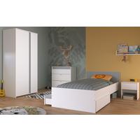 KINDERZIMMER Set 4-tlg. mit Kleiderschrank Kommode Nachttisch und Stauraumbett 90x200 - Weiß/Rosa, Holzwerkstoff/Kunststoff (100/182/203cm) - Parisot Meuble