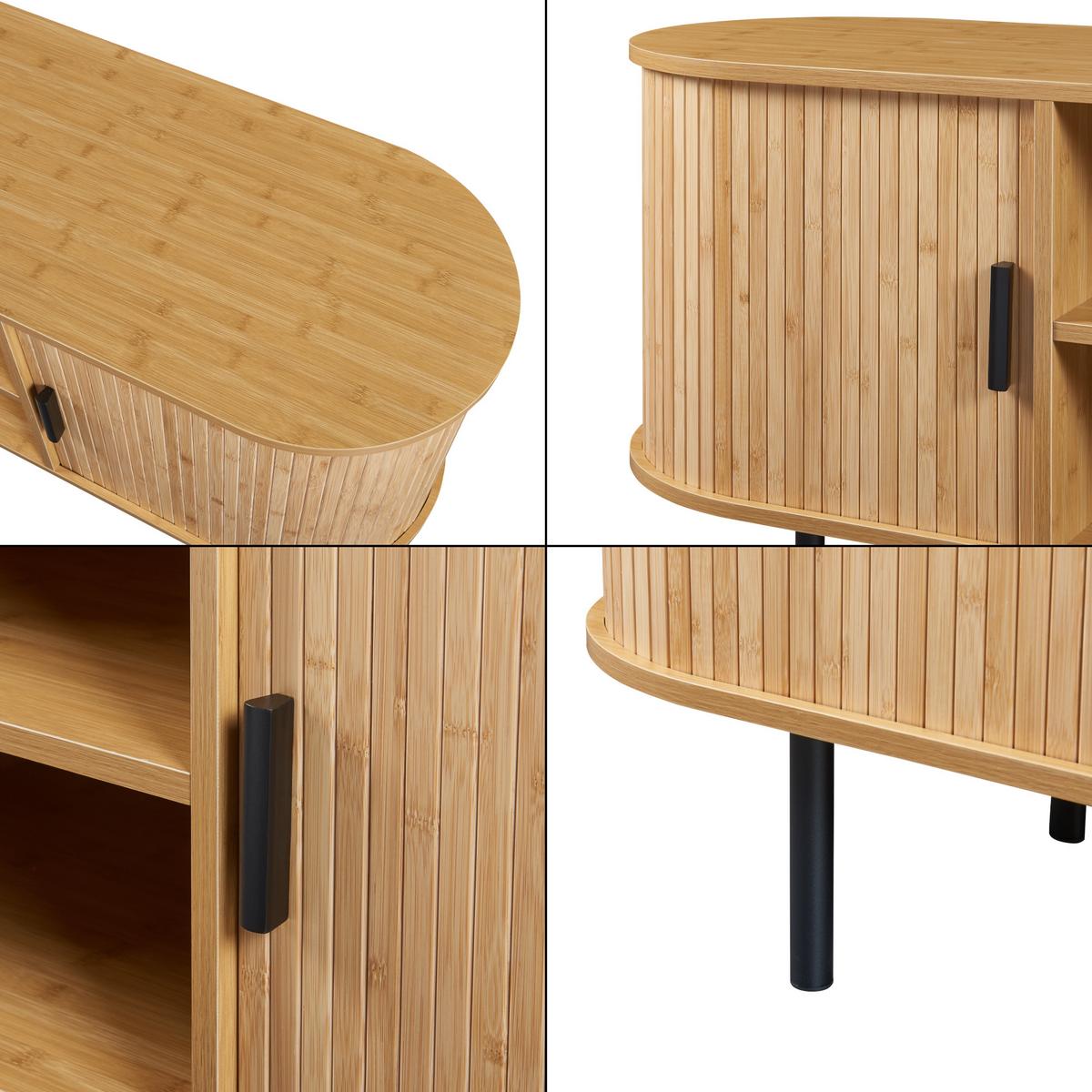 TV-ELEMENT Tvedestrand - Schwarz/Naturfarben, Holzwerkstoff/Metall (140/55/40cm) - [en.casa]