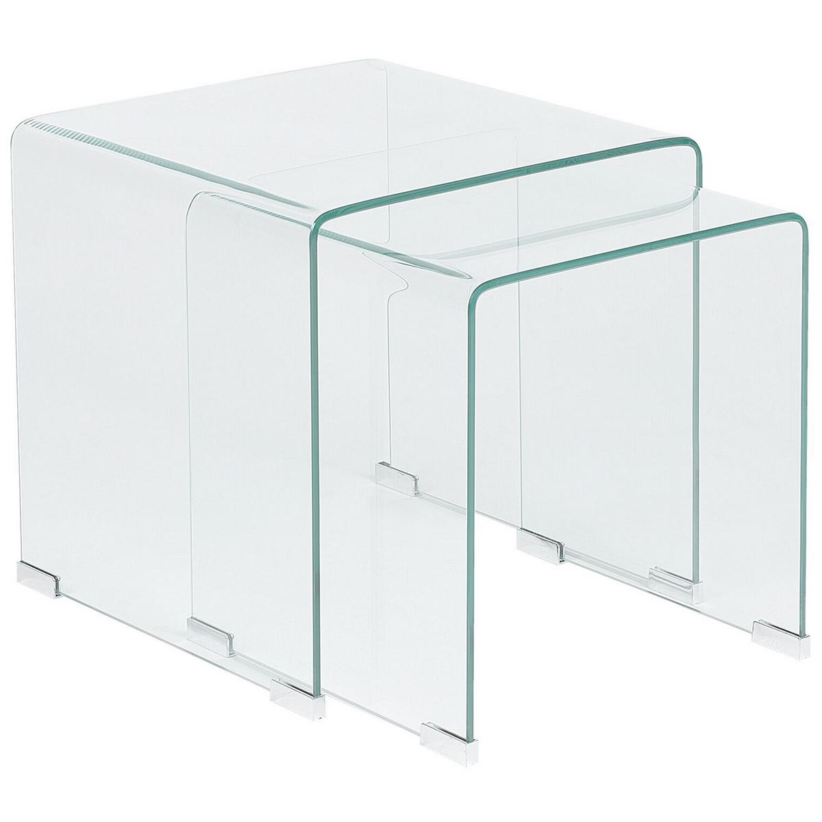 BEISTELLTISCH 2er-Set Rechteckig Transparent Kendall - Transparent, Glas (36/36/42cm) - Beliani