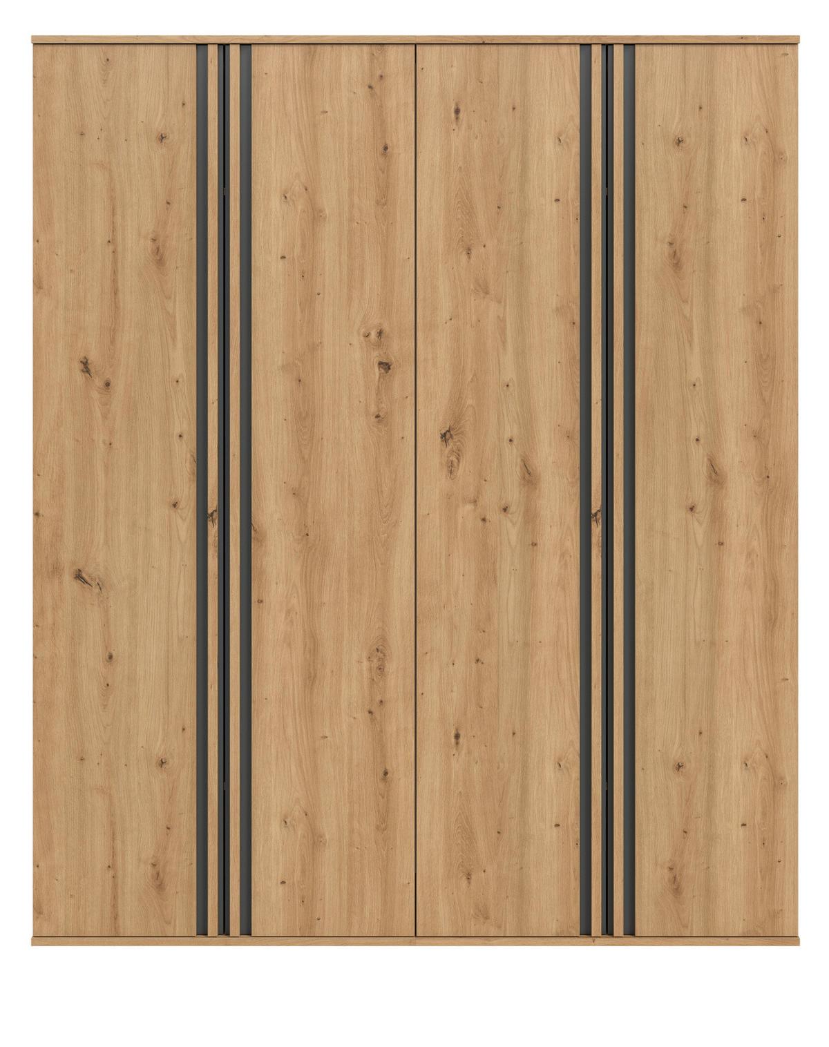 KLEIDERSCHRANK Eiche Artisan, grau 160 x 192 cm, Wäscheschrank 4-türig - Anthrazit/Eiche Artisan, Holzwerkstoff (160/192/56cm) - Inn.Furn