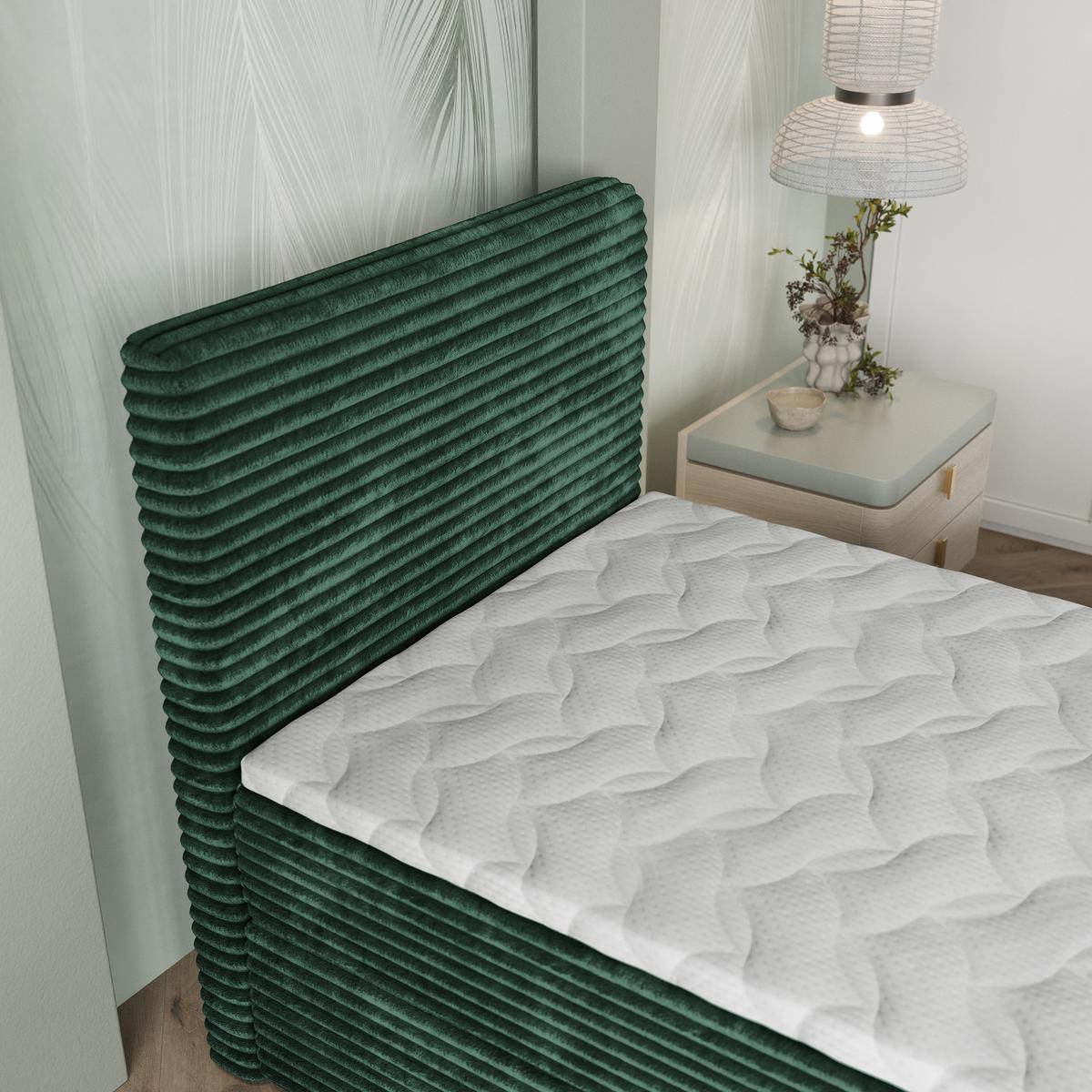 BOXBETT PISA 100 100x200 cm mit Matratze und Topper, H2+H3 - Grün - Grün, Holz (100/200cm) - MASSENO