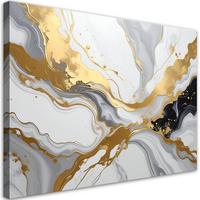 LEINWANDBILDER, Abstrakt Marmor grau gold - Weiß, Textil (30/20cm) - Feeby
