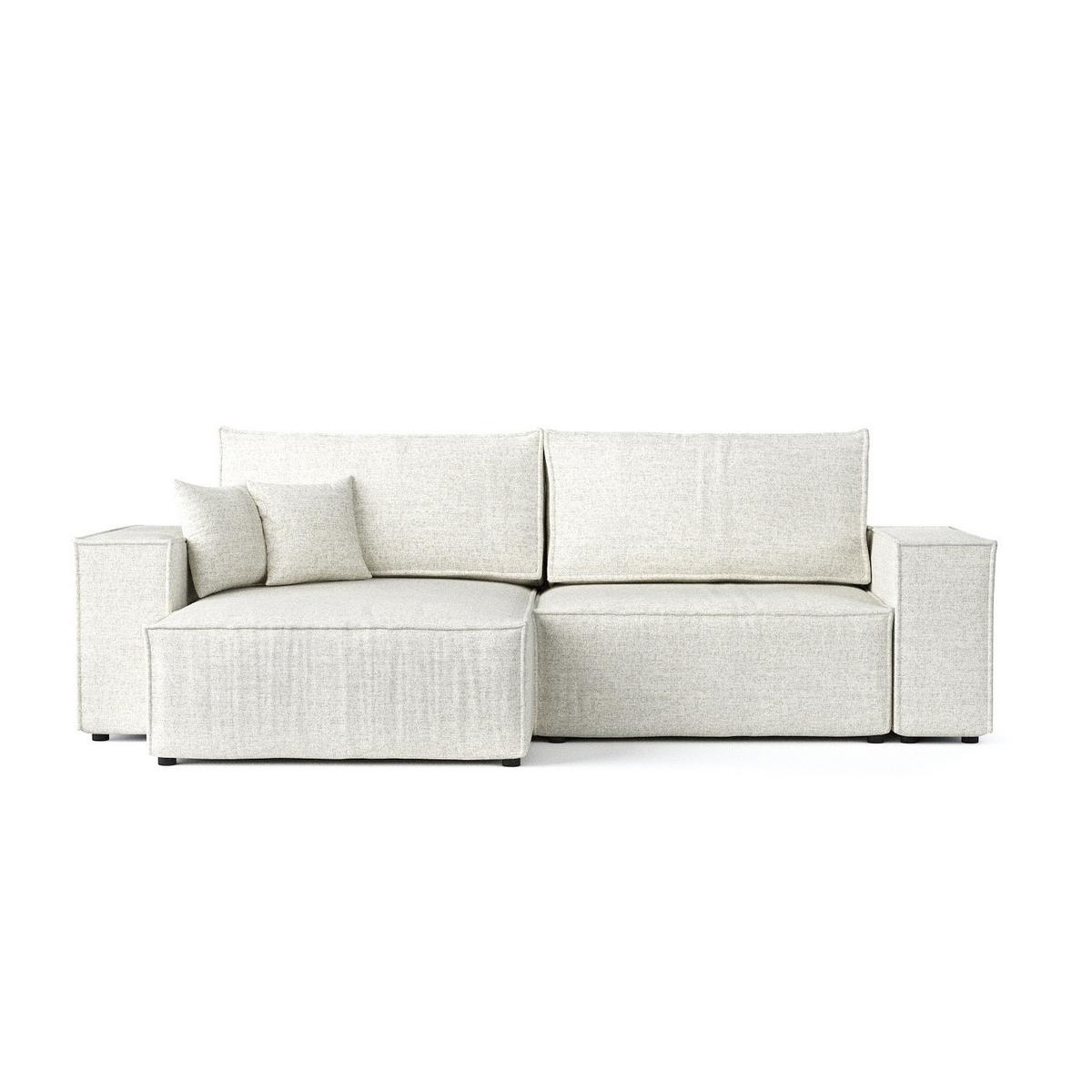 ECKSOFA CAVO mit Schlaffunktion Hellbeige im City Stoff - Beige/Schwarz, Holz/Holzwerkstoff (255/148cm) - AltaBeds