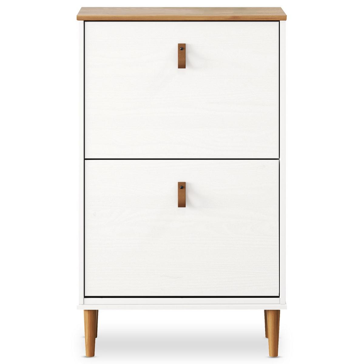 SCHUHKIPPER MIKKA weiß/Eiche - Eichefarben/Weiß, Holz (59/96/25cm) - IDIMEX